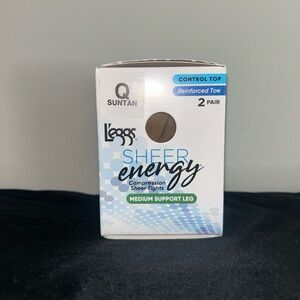 L’eggs Sheer Energy Compression Tights Medium Support Panty Hose Size Q Suntan